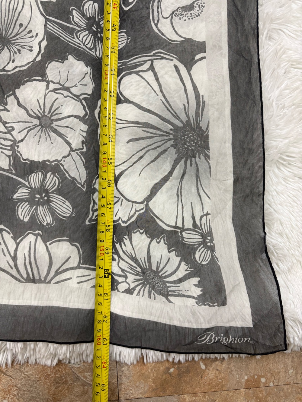 Brighton Black and White Floral Sheer Scarf - Picture 4 of 9